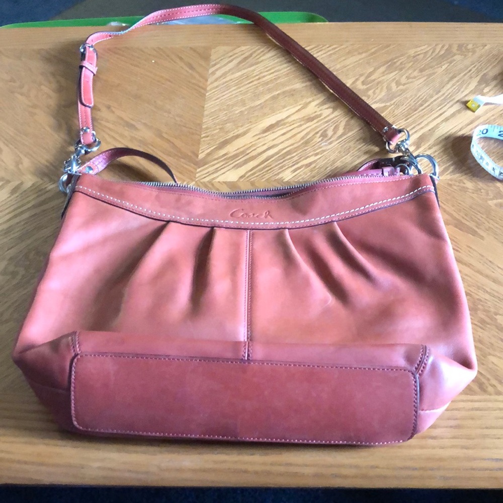MOVING SALE NO HAGGLING WOMEN AUTHENTIC COACH BURNT ORANGE LEATHER SHOULDER BAG.